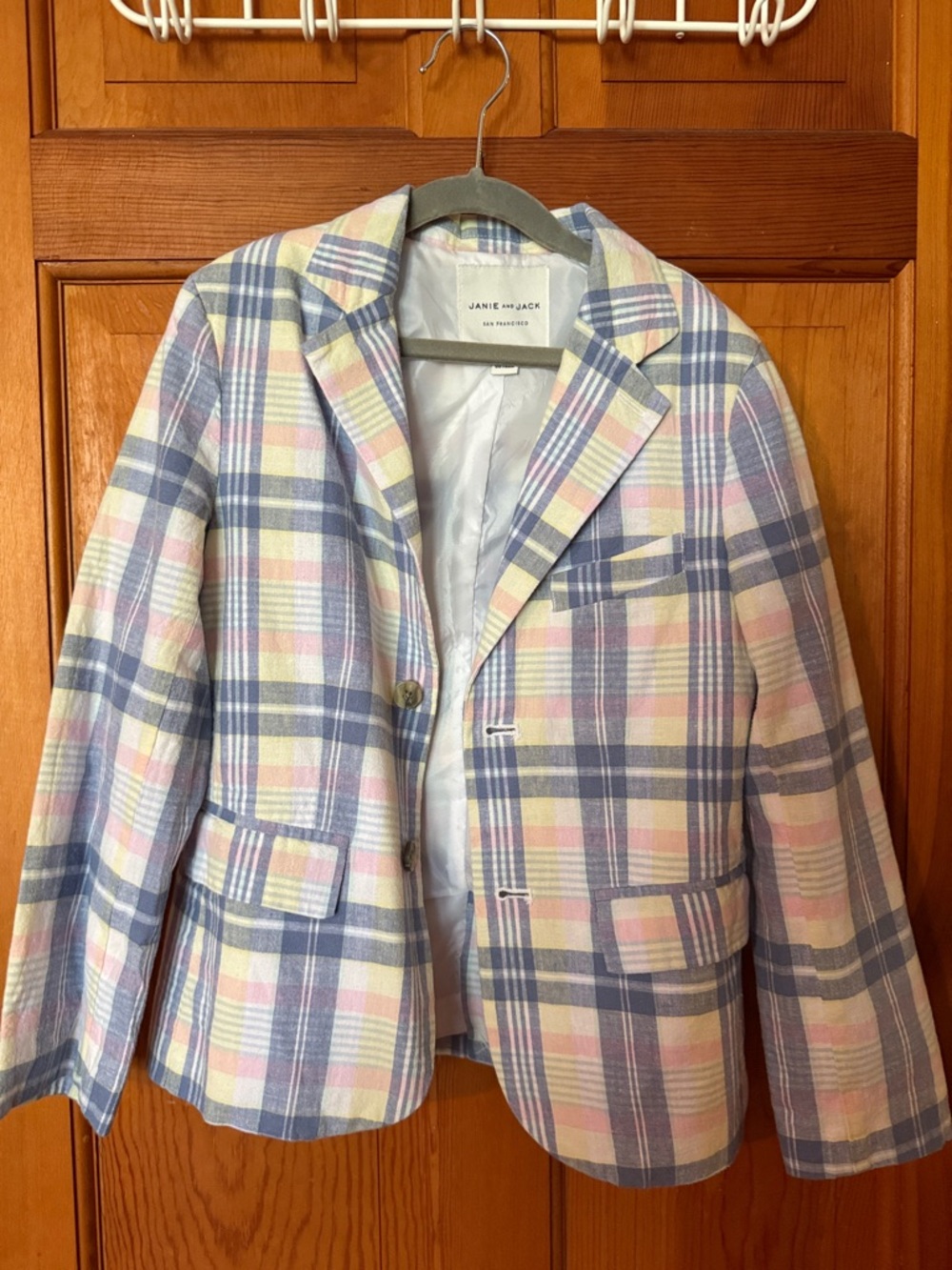 Janie and Jack Pastel Plaid Blazer - Pink, Blue, Cream